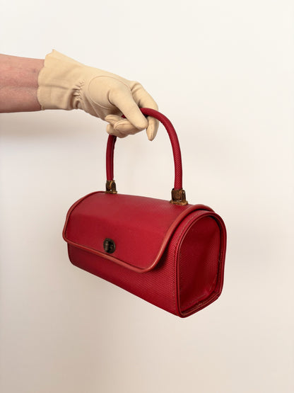 1950s Red Structured Plastic Handbag