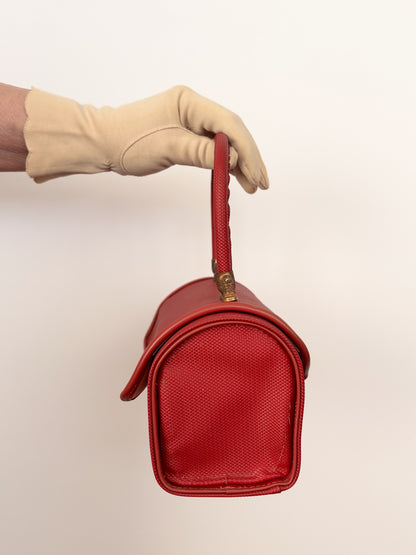 1950s Red Structured Plastic Handbag