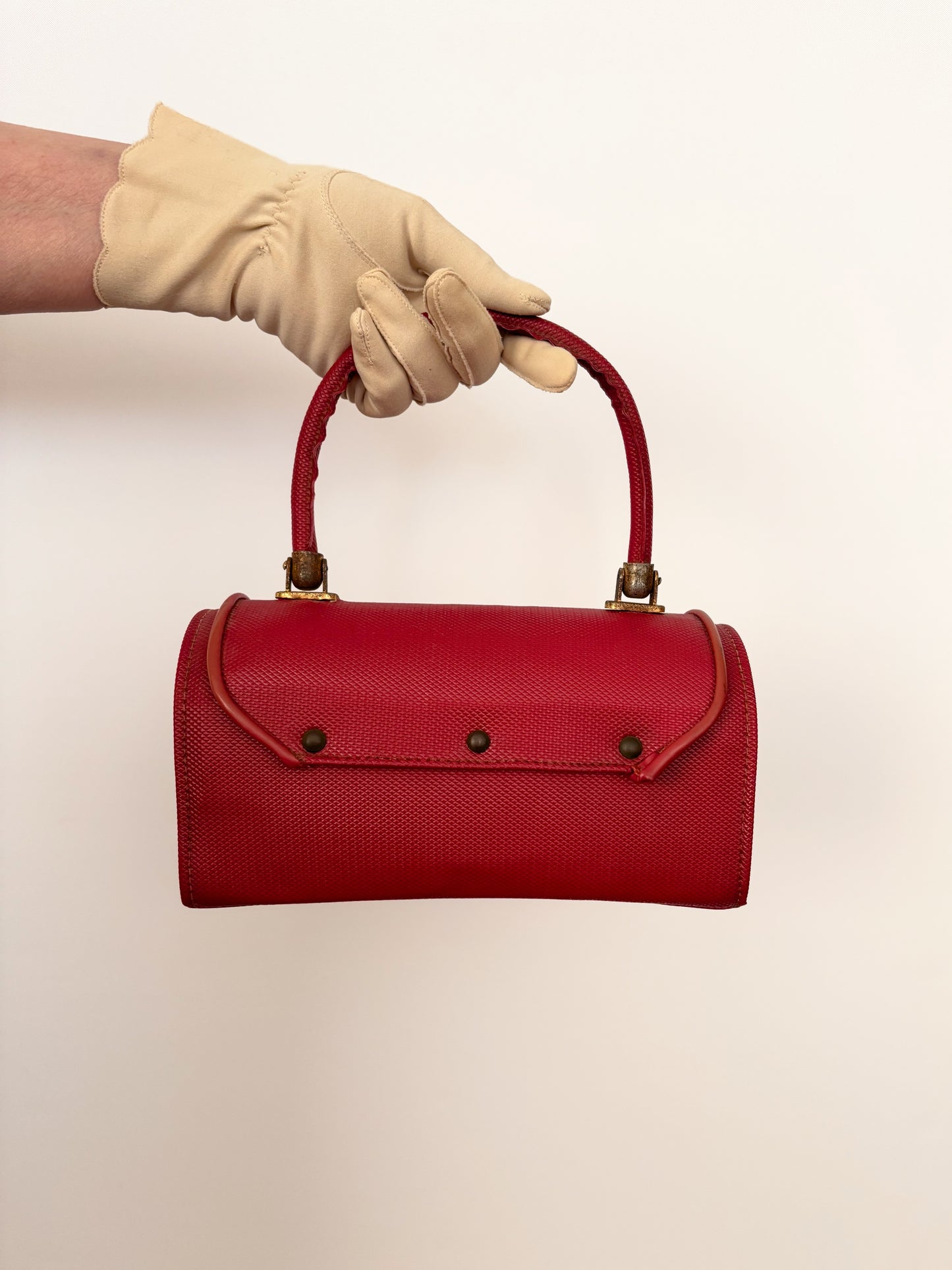 1950s Red Structured Plastic Handbag