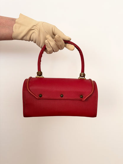 1950s Red Structured Plastic Handbag