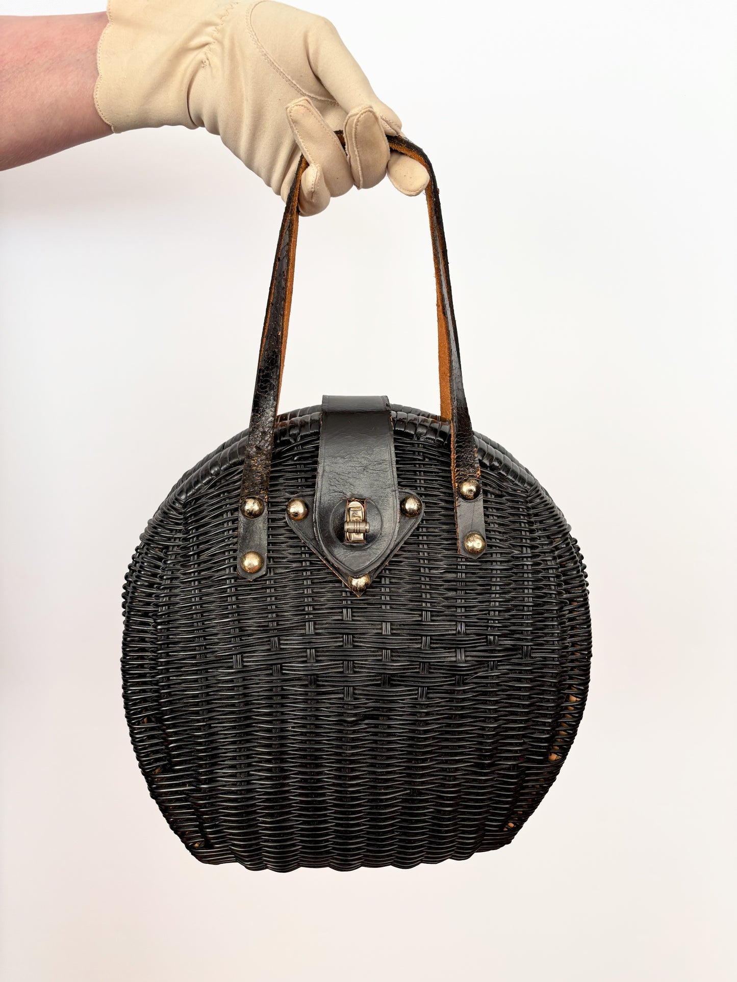 1950s/1960s Black Wicker Handbag