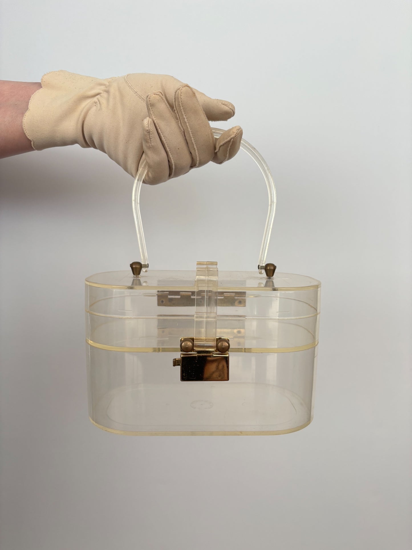 1950s Ascot Clear Lucite Two-Tiered Handbag