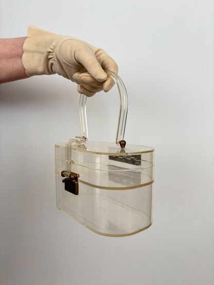 1950s Ascot Clear Lucite Two-Tiered Handbag