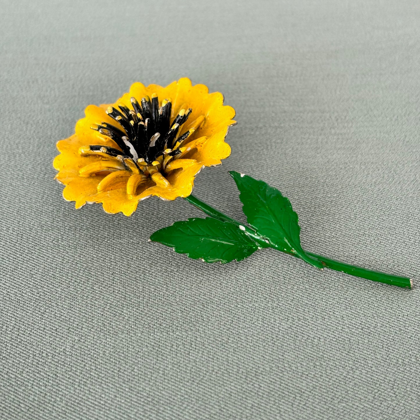 1960s Enamel Sunflower Brooch