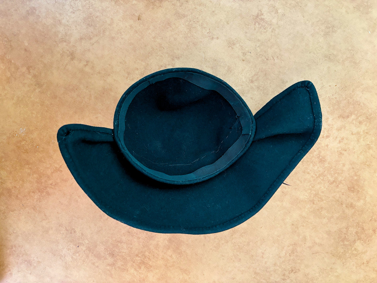 1940s Black Felt Asymmetrical Tilt Hat With Feather Trim