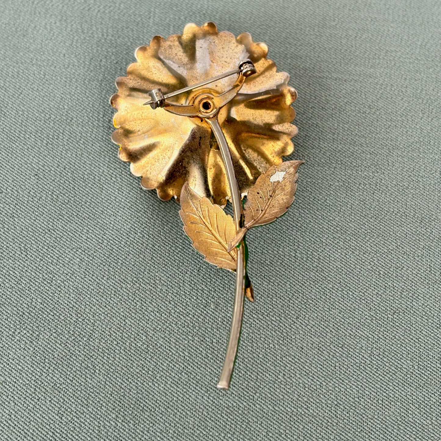 1960s Enamel Sunflower Brooch