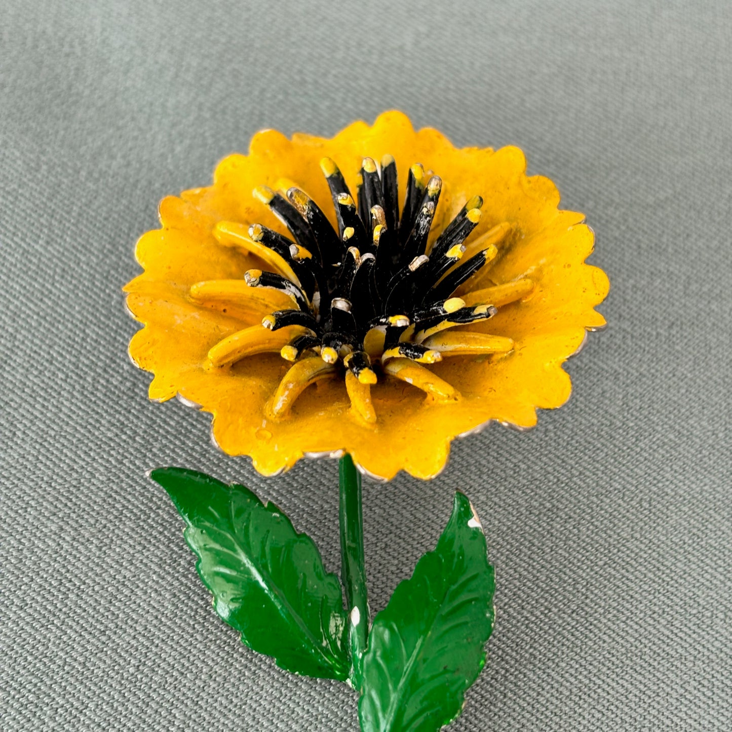 1960s Enamel Sunflower Brooch