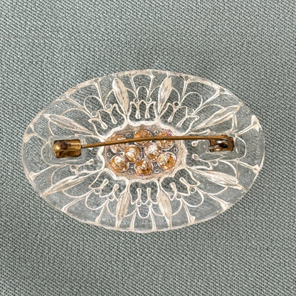 1950s Oval Glass and Rhinestones Brooch