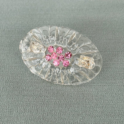 1950s Oval Glass and Rhinestones Brooch