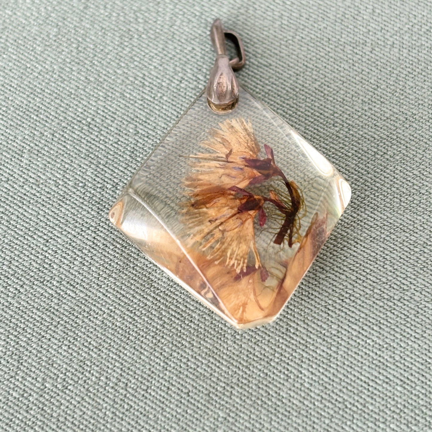 Vintage Perspex Dried Flower Pendant
