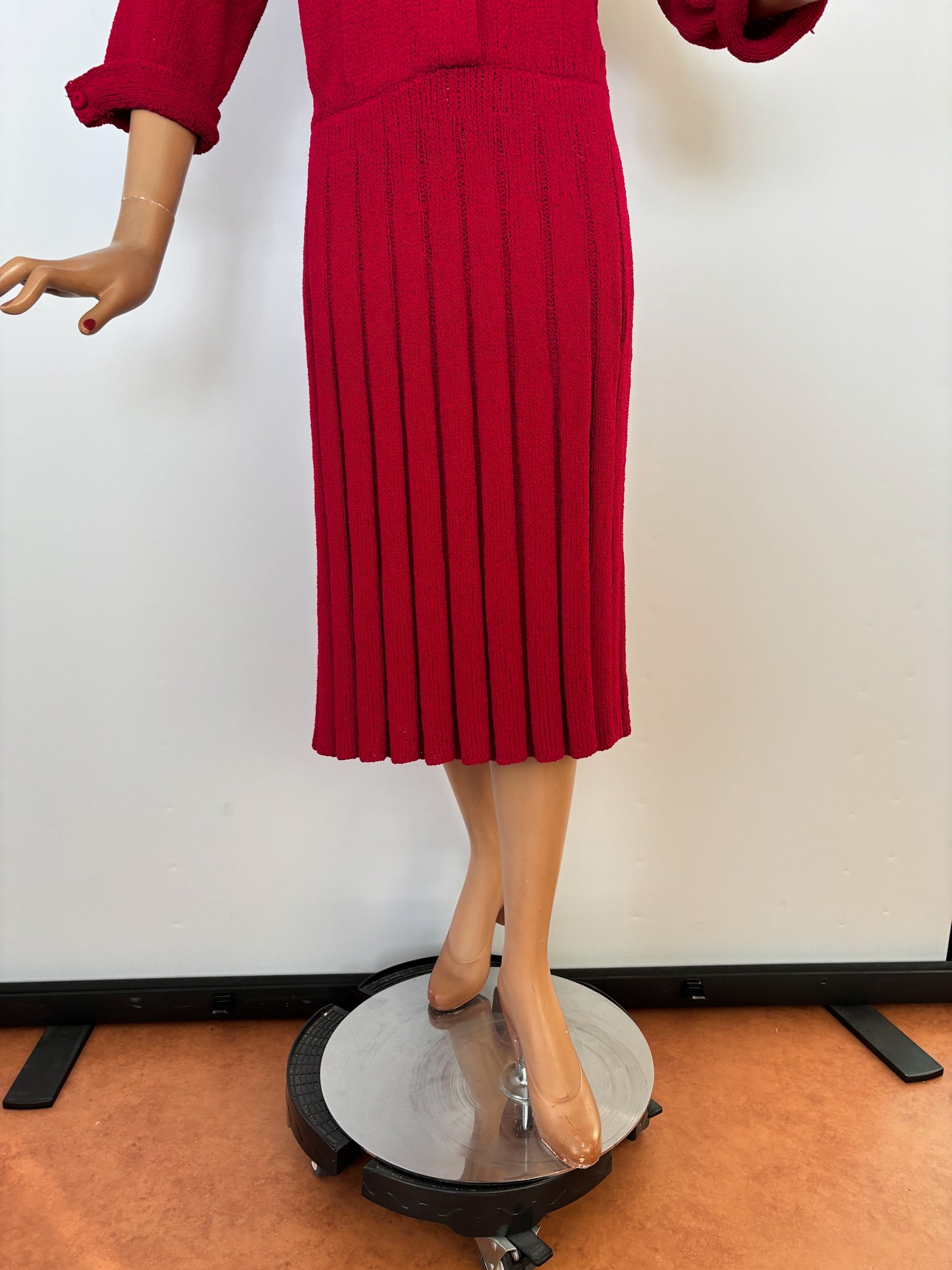 M/L | 1940s/1950s Red Knit Dress