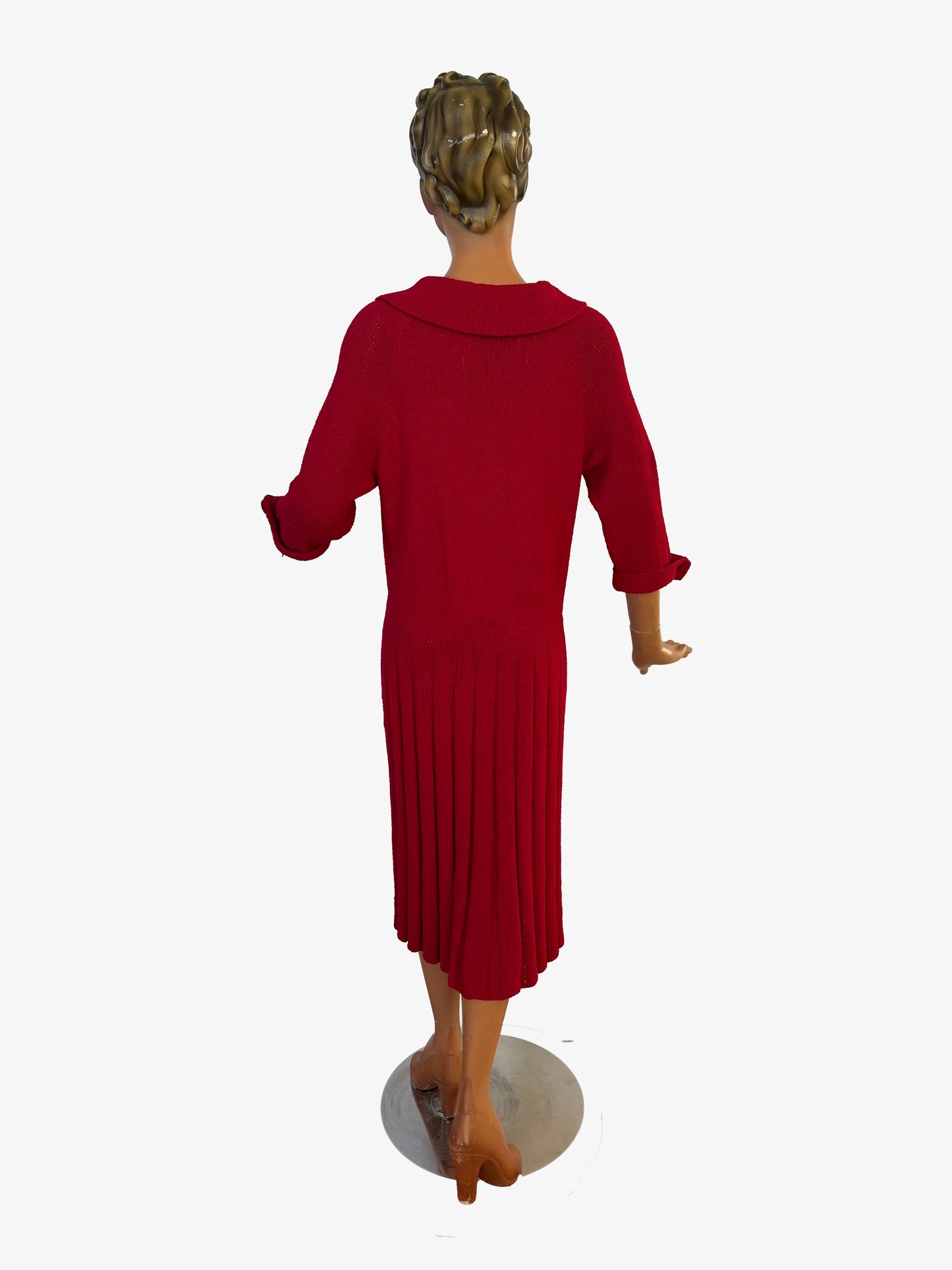 M/L | 1940s/1950s Red Knit Dress
