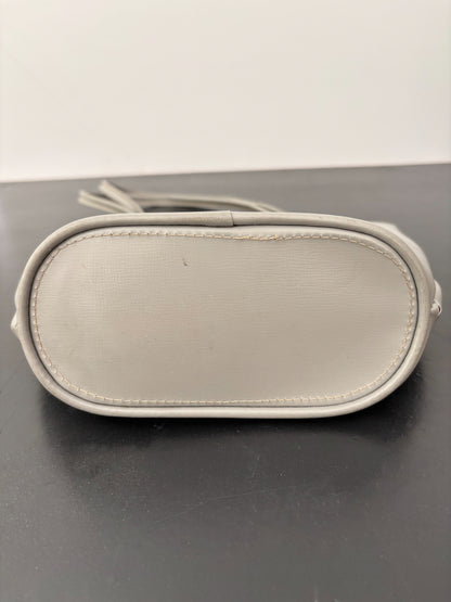 1950s Grey Vinyl Pleated Handbag with Gold Tone Frame