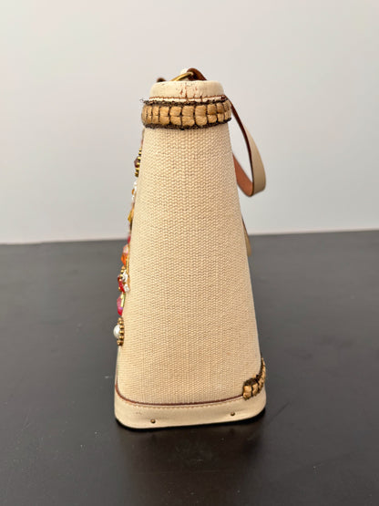 1960s Enid Collins Winged Friends Jeweled Canvas Handbag