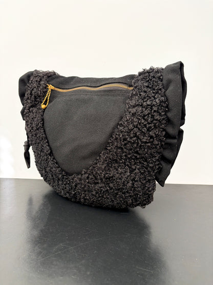 1940s Black Wool & Astrakhan Muff Purse