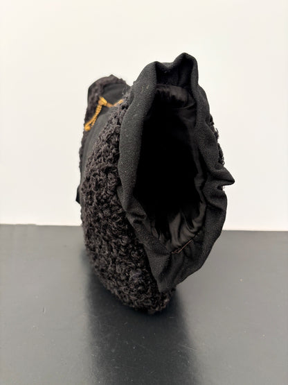 1940s Black Wool & Astrakhan Muff Purse