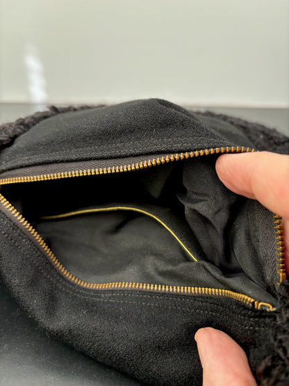 1940s Black Wool & Astrakhan Muff Purse