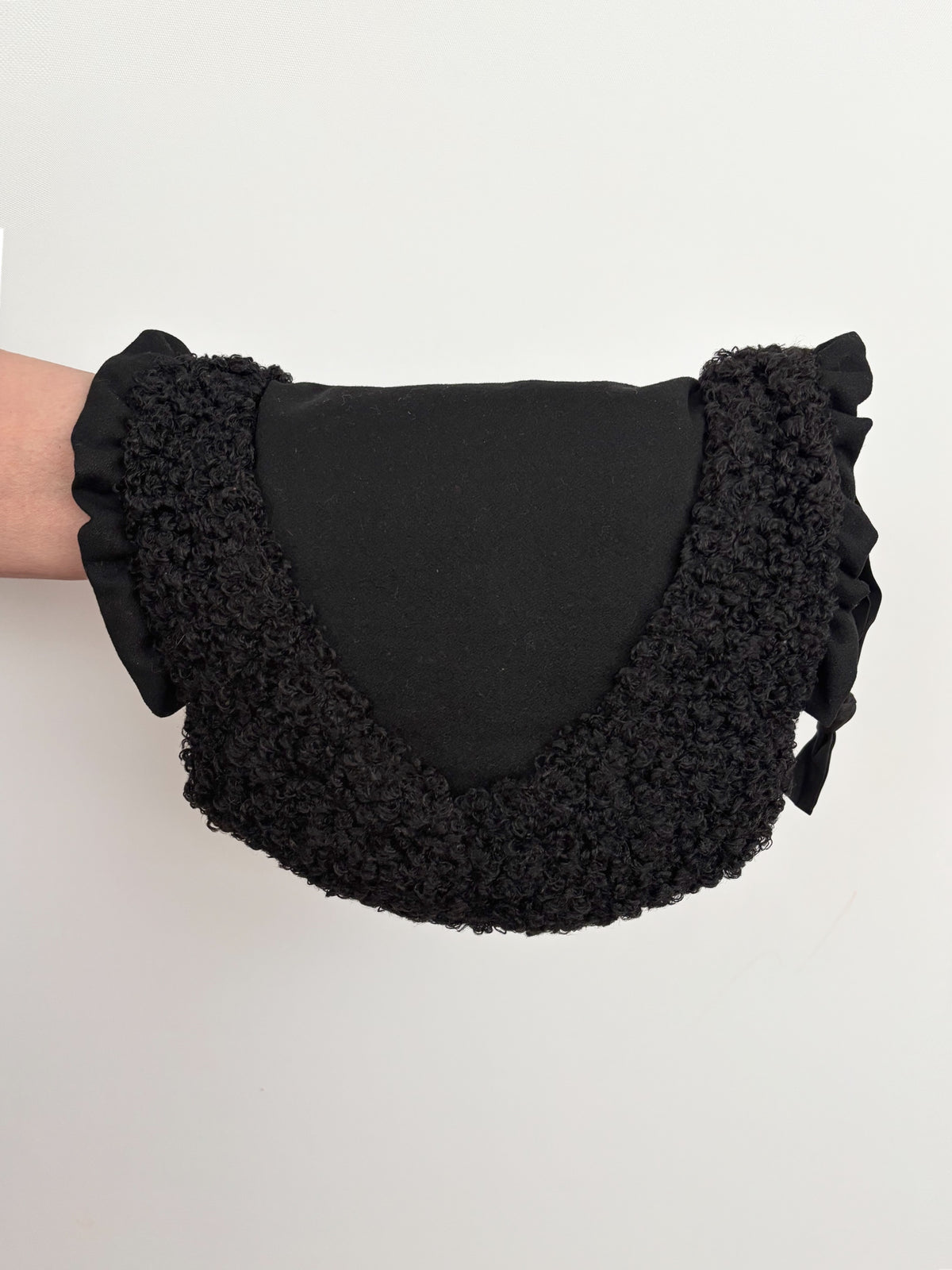 1940s Black Wool & Astrakhan Muff Purse