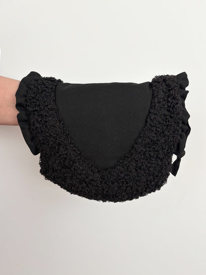 1940s Black Wool & Astrakhan Muff Purse