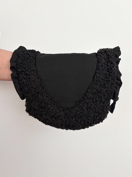 1940s Black Wool & Astrakhan Muff Purse
