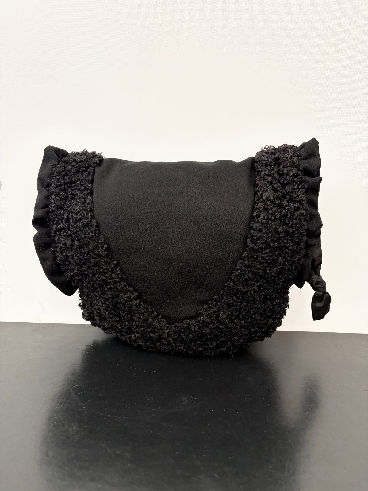 1940s Black Wool & Astrakhan Muff Purse