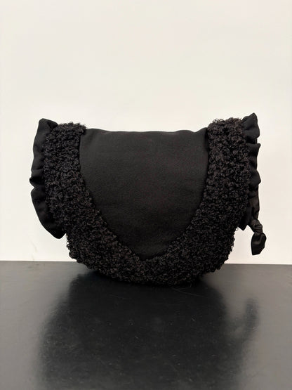 1940s Black Wool & Astrakhan Muff Purse