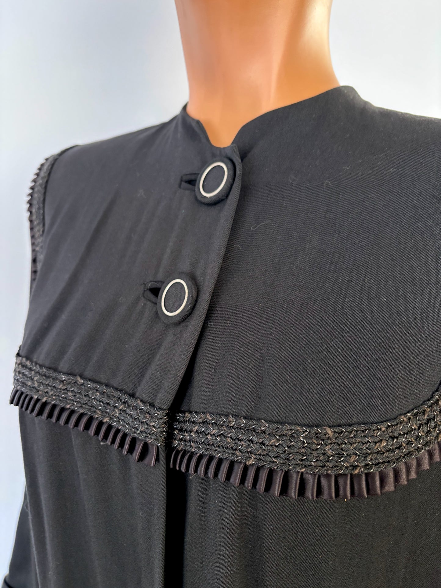 S/M | 1940s Black Swagger Coat In Gabardine Wool