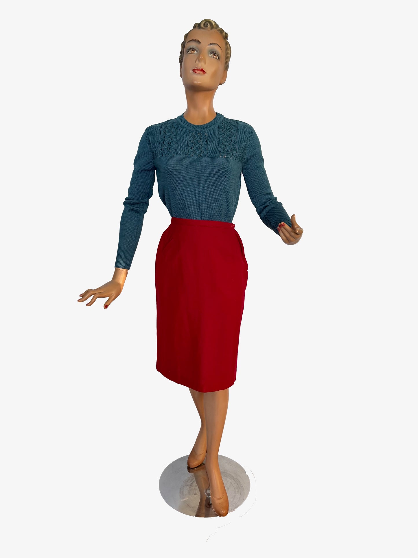 XXS/XS | 1950s Red Wool Skirt