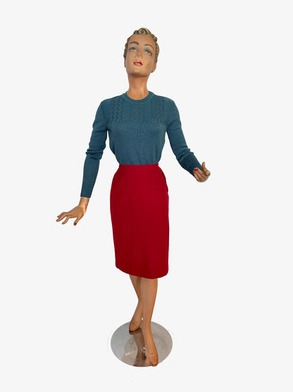 XXS/XS | 1950s Red Wool Skirt