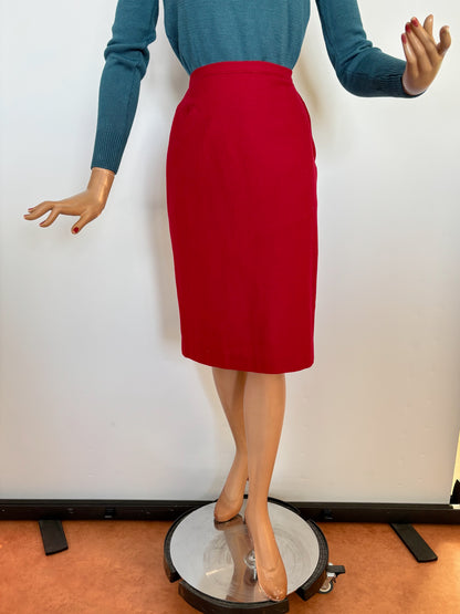 XXS/XS | 1950s Red Wool Skirt