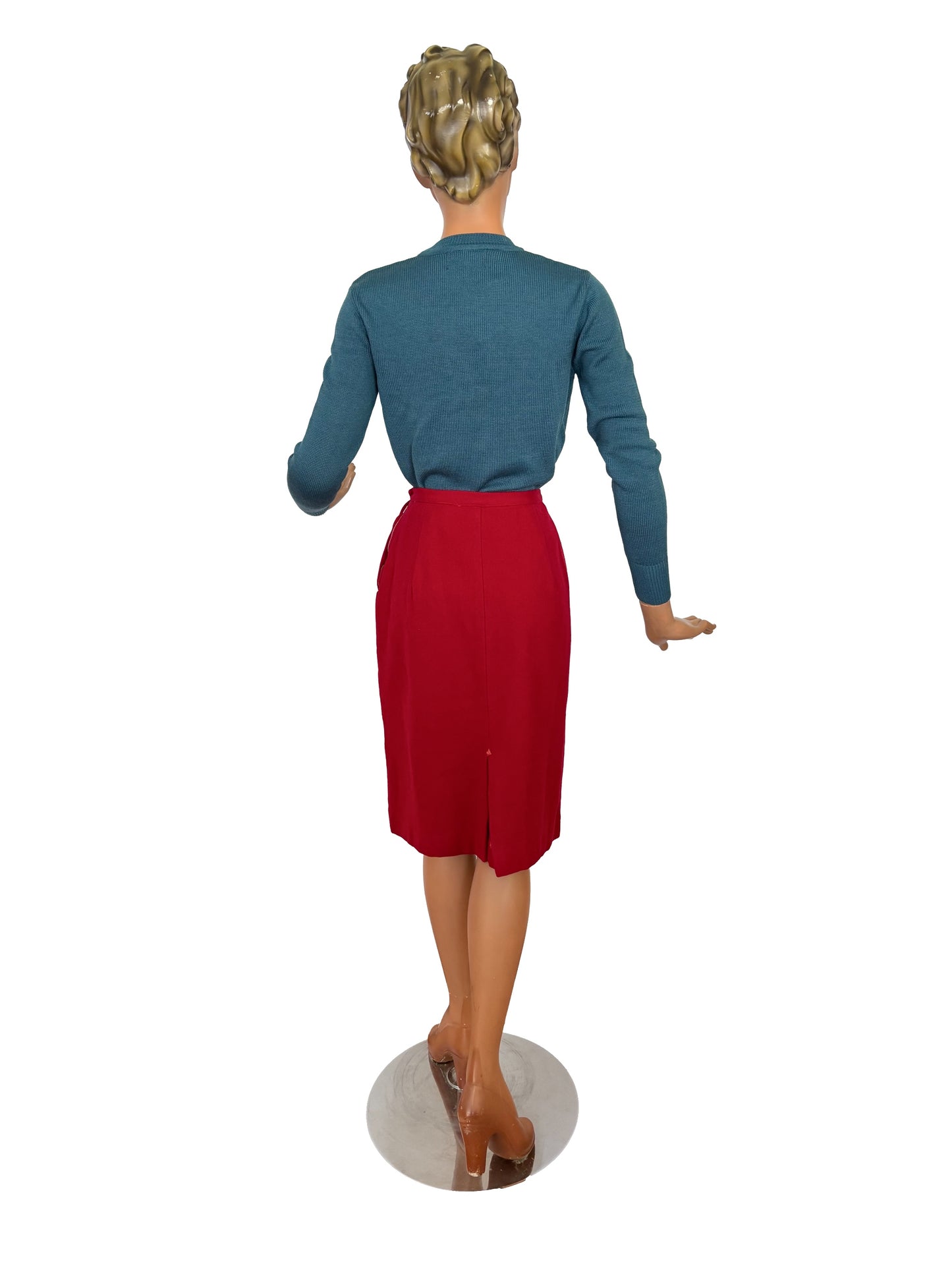 XXS/XS | 1950s Red Wool Skirt