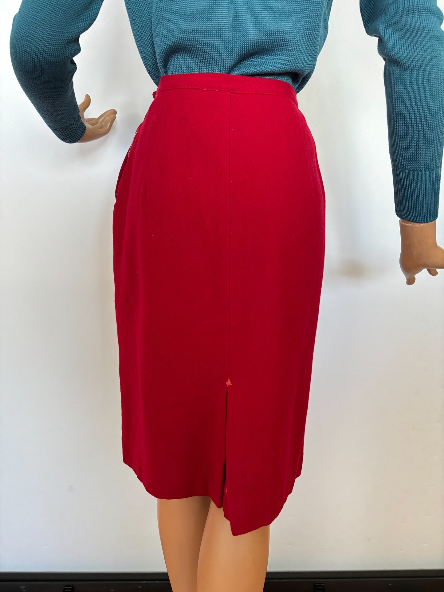 XXS/XS | 1950s Red Wool Skirt