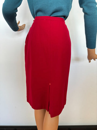 XXS/XS | 1950s Red Wool Skirt