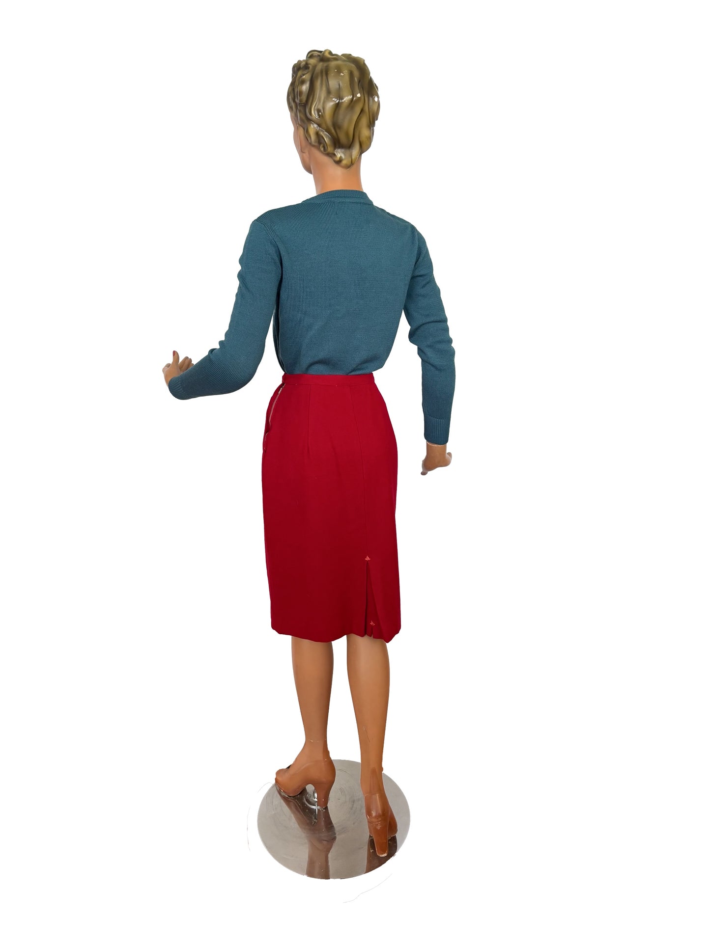 XXS/XS | 1950s Red Wool Skirt