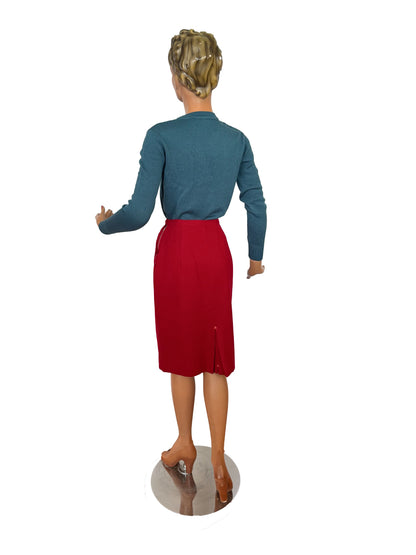 XXS/XS | 1950s Red Wool Skirt