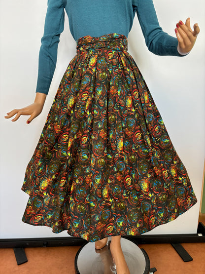 XS | 1950s/1960s Multicolor Dralon Circle Skirt