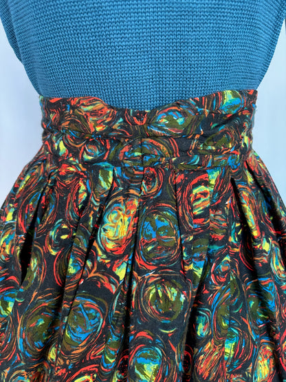 XS | 1950s/1960s Multicolor Dralon Circle Skirt