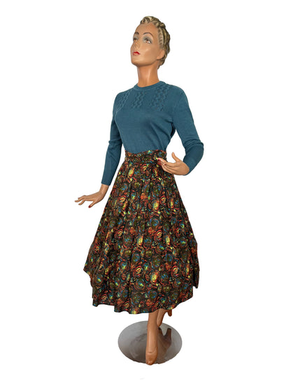 XS | 1950s/1960s Multicolor Dralon Circle Skirt