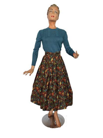 XS | 1950s/1960s Multicolor Dralon Circle Skirt