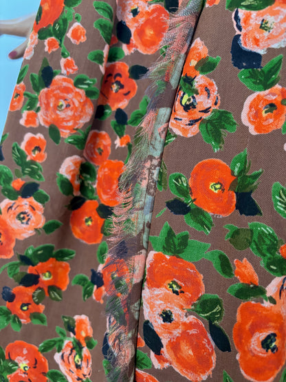 XS | 1950s Floral Wool Mix Skirt