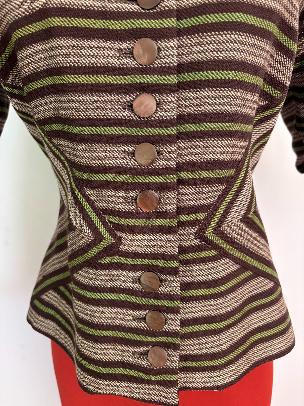 S/M | 1940s Striped Wool Tailored Jacket