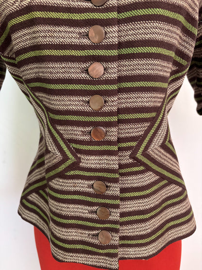 S/M | 1940s Striped Wool Tailored Jacket