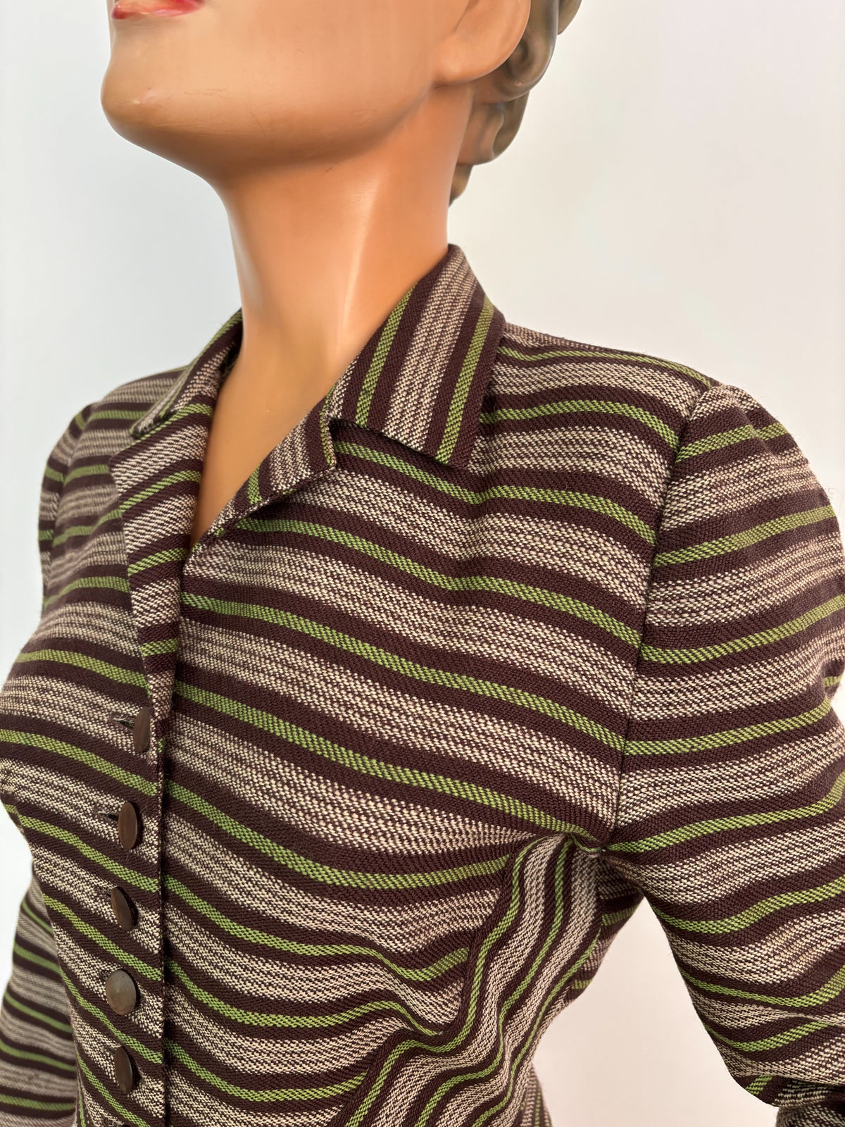 S/M | 1940s Striped Wool Tailored Jacket