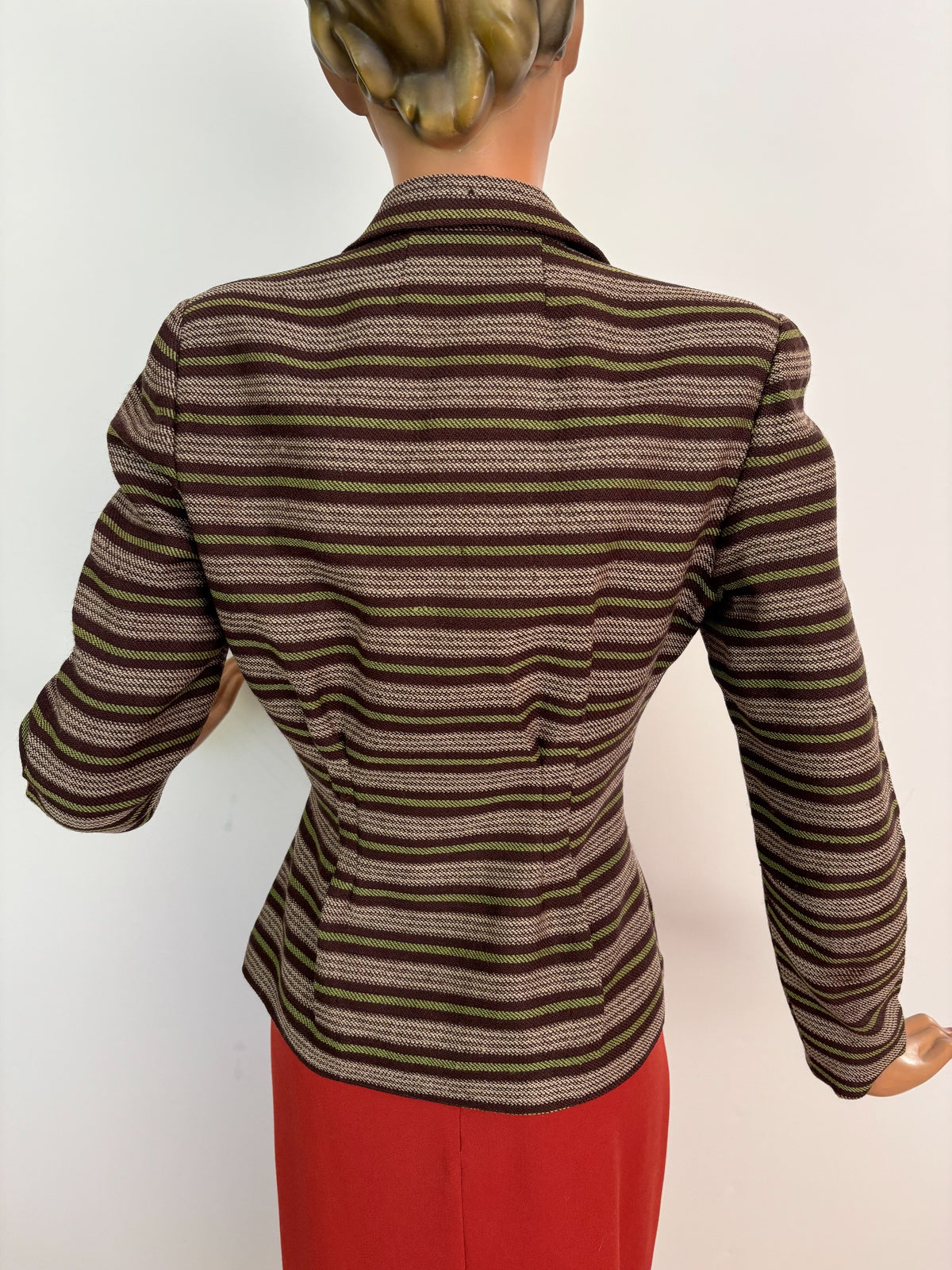 S/M | 1940s Striped Wool Tailored Jacket