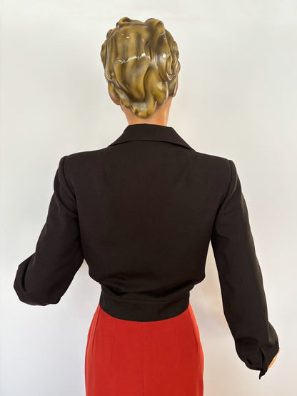 1940s Style Bomber Jacket Black