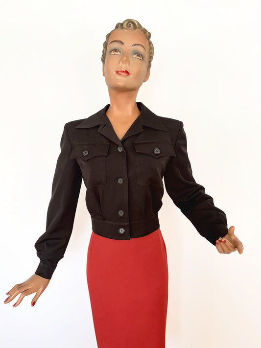 1940s Style Bomber Jacket Black