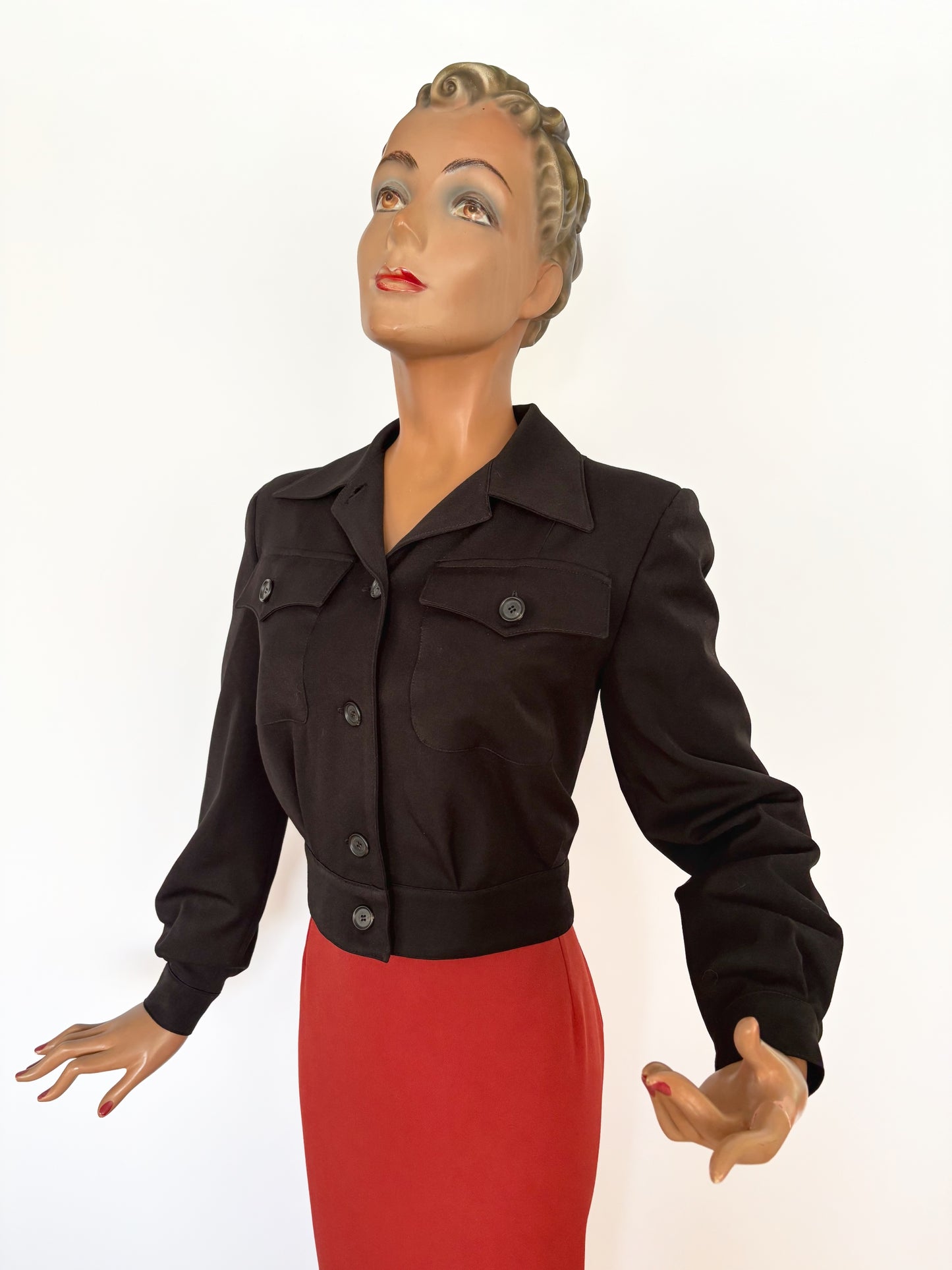 1940s Style Bomber Jacket Black