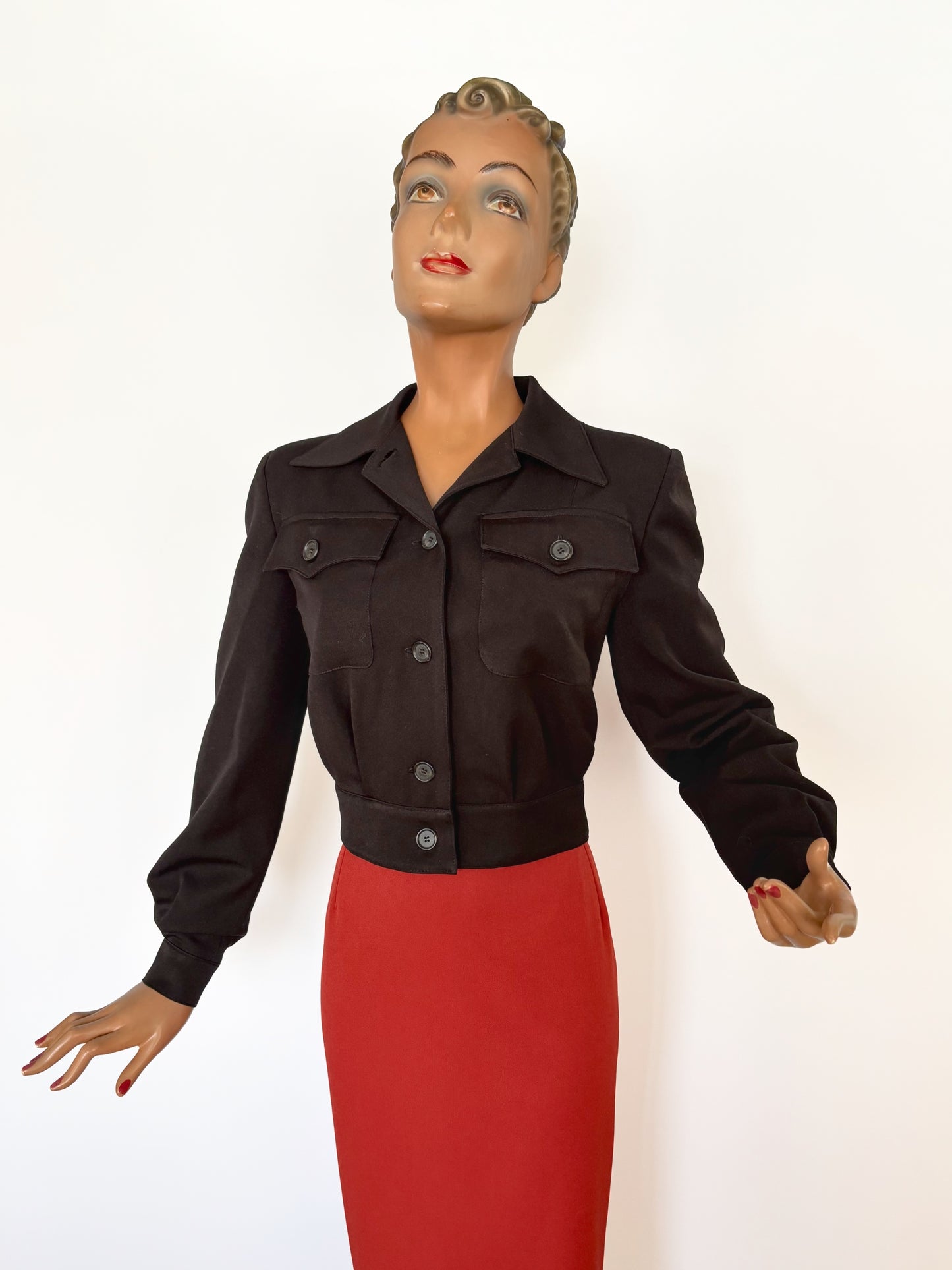 1940s Style Bomber Jacket Black