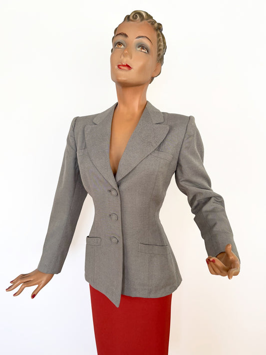 M | 1940s Kings-Way Tailors Grey Gabardine Jacket