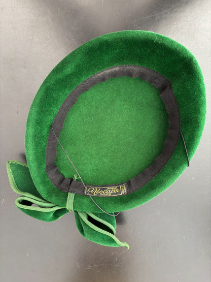 1940s Green Velour Felt Pancake Hat | Néodaim Paris